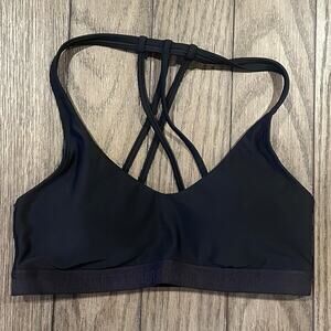 Under Armour Women's Black Strappy Back Padded Sports Bra S Excellent Condition
